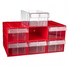 Пластиковый короб Стелла-техник C-2-К6-красный-прозрачный , 140х250х100мм, комплект 6 штук
